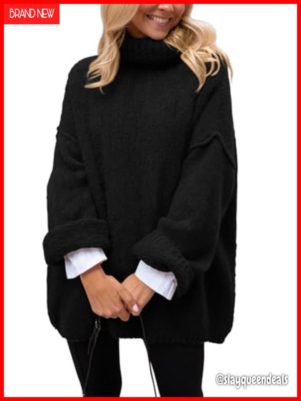 Oversized Chunky Knit Turtleneck Pullover Sweater